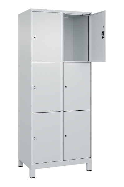 C+P Schließfachschrank Evolo PLUS, mit Füßen, 6 Fächer, 1950x800x500mm, 7035/70, Frontfarbe RAL 7035 Lichtgrau, 049010-223 S10013