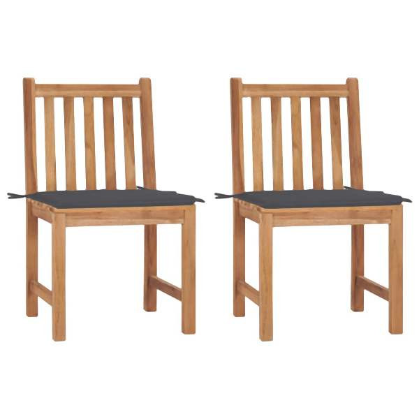 vidaXL Gartenstühle 2 Stück mit Kissen Massivholz Teak, 3062916