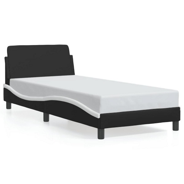 vidaXL Bettgestell mit Kopfteil Schwarz und Weiß 80x200 cm Kunstleder, 373083