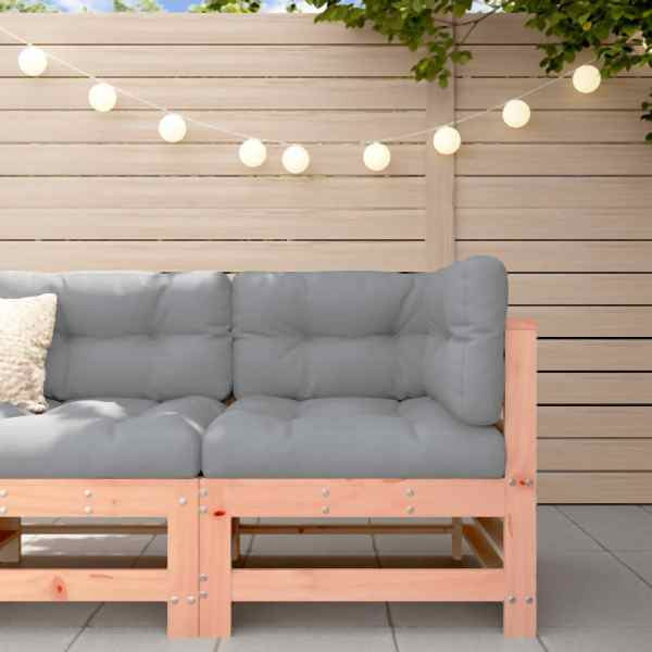 vidaXL Ecksofa mit Kissen Massivholz Douglasie, Grau, 825658