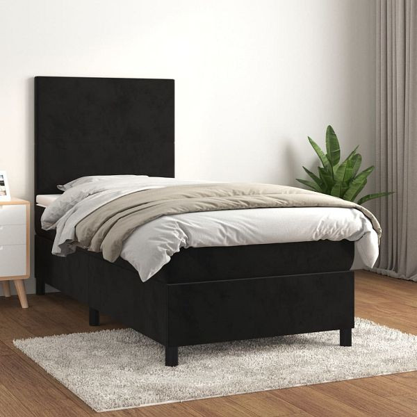 vidaXL Boxspringbett mit Matratze Schwarz 80x200 cm Samt, 3142871