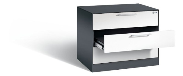 C+P Karteischrank Asisto, H710xB800xT600mm, Farbe: Schwarzgrau / Verkehrsweiß, Bügelgriff, 146273-323 S10194