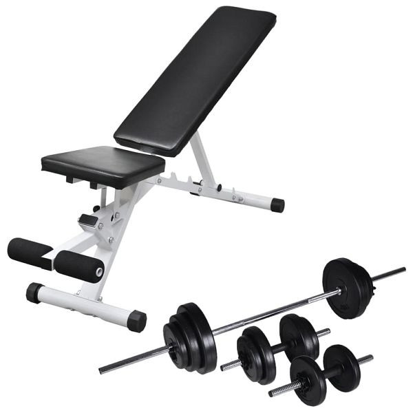 vidaXL Hantelbank mit Langhantel und Kurzhantel Set 30,5 kg, 275351