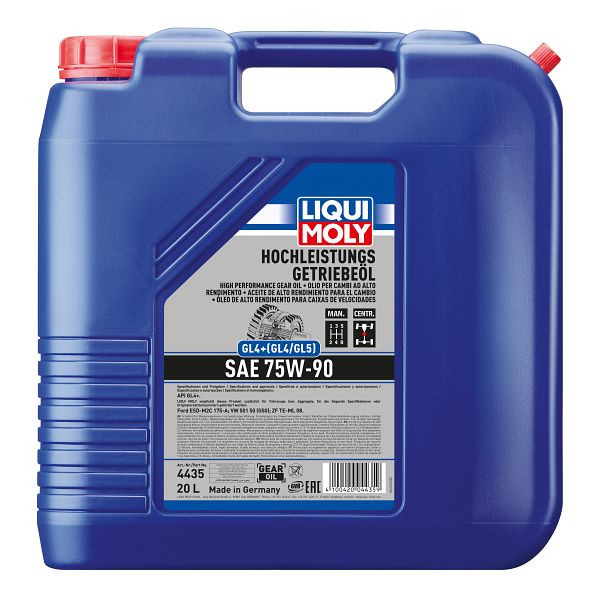 LIQUI MOLY Hochleistungs-Getriebeöl (GL4+) SAE 75W-90, Kanister Kunststoff, VE: 20 Liter, 4435