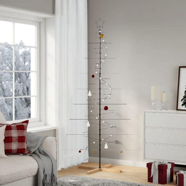 vidaXL Metall-Weihnachtsbaum zum Dekorieren Holzständer Schwarz 210 cm, 4018961