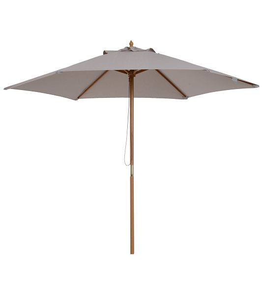 Outsunny Sonnenschirm Ø 250 cm, Sonnenschirm mit Seilzugmechanismus Balkonschirm Strandschirm aus Bambus windfest, 84D-056GY