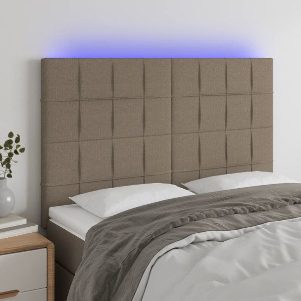 vidaXL LED Kopfteil Taupe 144x5x118/128 cm Stoff, 3122426