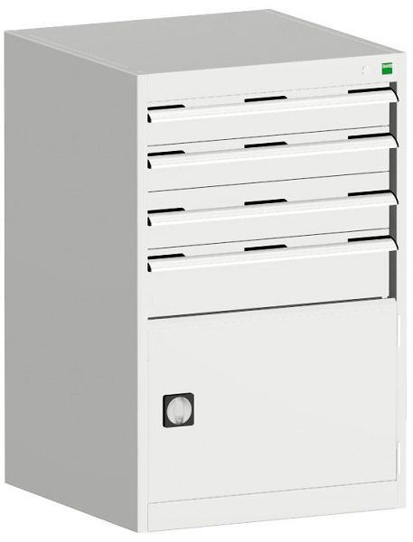 bott cubio Schubladenschrank bestückt mit 4 Schubladen, Tür BxTxH: 650 x 525 x 1000 mm, RAL 7035, 40011052.16V
