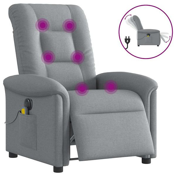 vidaXL Massagesessel Elektrisch Hellgrau Stoff, 3303244