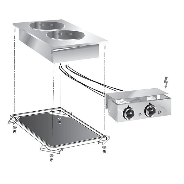 Gastro-Inox drop-in Elektroherd 2 Kochplatten, 40cm mit Anschlusskasten, 160.506