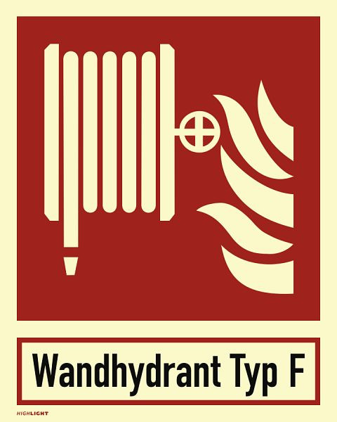 Moedel Kombischild Löschschlauch Typ F ISO 7010, Folie, nachleuchtend, 160-mcd, 200x250 mm, 98508