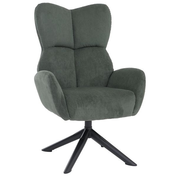 Mendler Loungesessel HWC-Q54, Cocktail-/Polster-/Relaxsessel Sessel Loungestuhl, drehbar Metall Cord (320g/m²), grün, 166534+166535