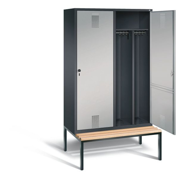 C+P Schwarz-Weiss-Spind Evolo, H2090xB1190xT500mm, Farbe: Schwarzgrau / Weißaluminium, 48250-40 S10101