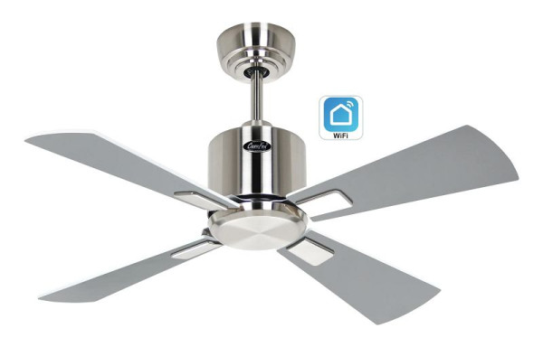 CasaFan Deckenventilator Eco Neo III 92 Chrom gebürstet-Massivholz Lack weiß glänzend WiFi, 942031W