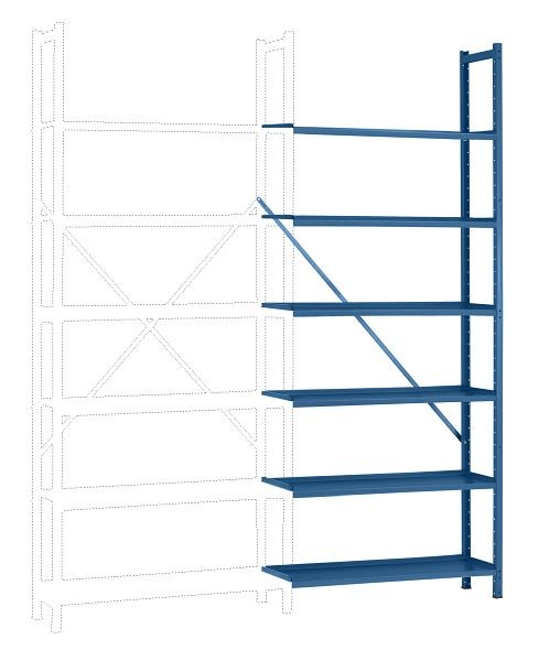 Manuflex Büro-Steck-Anbauregal mit 6 pulverbeschichteten Stahlböden, HxBxT = 2250 x 960 x 300 mm, brillantblau, RA3162.5007