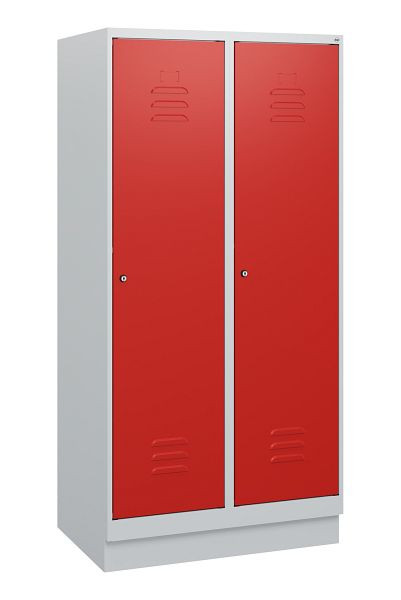 C+P Umkleidespind Classic PLUS, Sockel, 2 Abteile, 1630x800x500mm, 7035/3020, Zylinderschlösser, 0800205-22 S10017