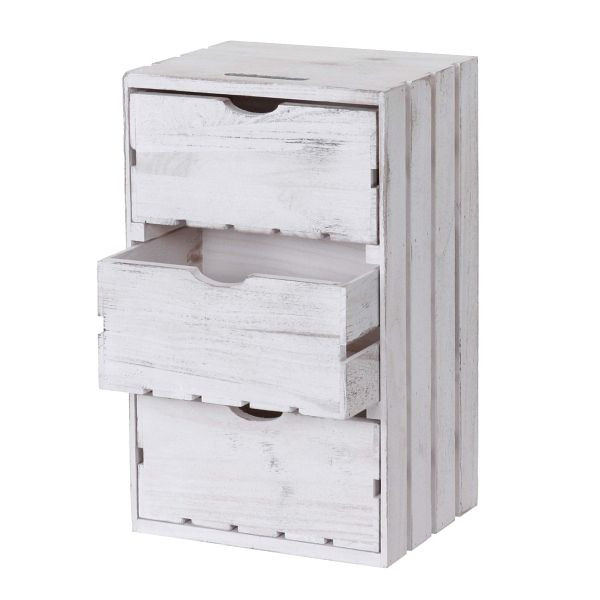 Mendler Kommode HWC-C62, Schubladenkommode Holzkiste, Shabby-Look Vintage 3 Schubladen 53x32x26cm, weiß, 61518