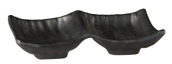 APS Schale -ZEN-, 14 x 9 cm, Höhe: 2,5 cm, Melamin, schwarz, Steinoptik, 2x 50 ml, 83949
