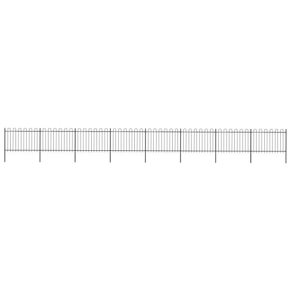vidaXL Gartenzaun mit Bügel-Design Stahl 13,6 x 1,2 m Schwarz, 277672