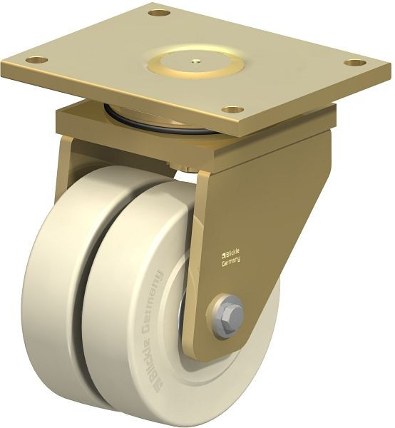 Blickle LSD-GSPO 200K Stahlgeschweißte Super-Schwerlast-Doppel-Lenkrolle, extra schwere Drehkranz-Ausführung, Gusspolyamid, Weiß, 605675