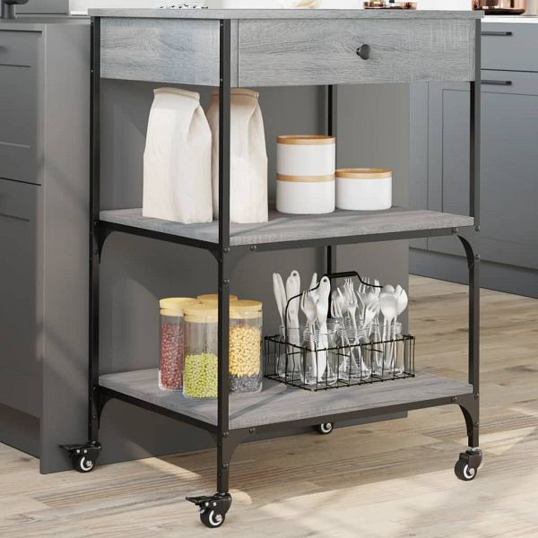 vidaXL Küchenwagen Grau Sonoma 60x48x89,5 cm Holzwerkstoff, 842374
