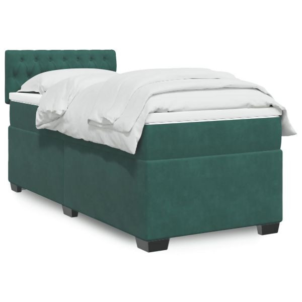 vidaXL Boxspringbett mit Matratze Dunkelgrün 80x200 cm Samt, 3288471