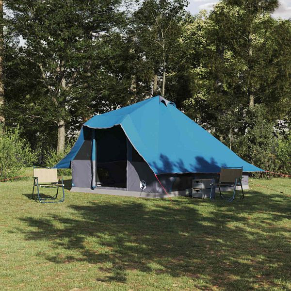 vidaXL Familien-Tipi-Zelt mit Dach Blau und Grau 358 x 296 x 258 cm, 42000970