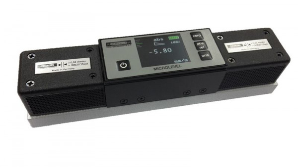 Roeckle MICROLEVEL elektronische Horizontal-Wasserwaage 200 mm, 0,01 mm/m, im Etui, 5024/200/KK