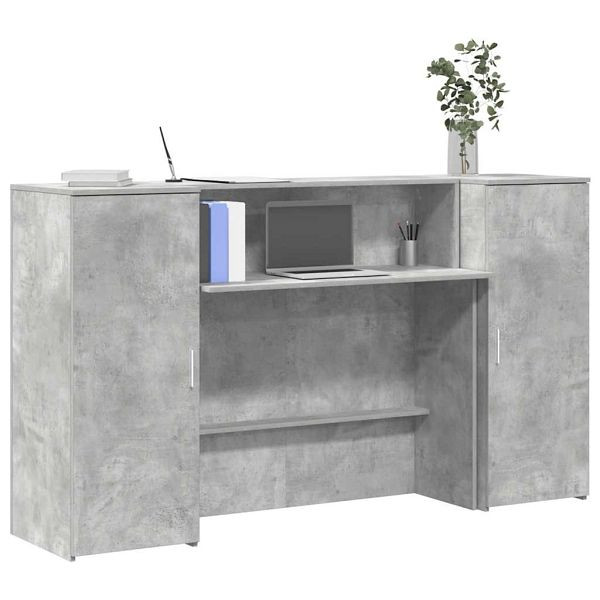 vidaXL Empfangstheke Betongrau 180x50x103,5 cm Holzwerkstoff, 3324208