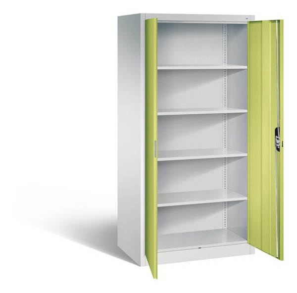 C+P Büroschrank Acurado, H1950xB930xT600mm, Farbe: Lichtgrau / Viridingrün, Muldengriff, 5 OH, 9290-000 S10590