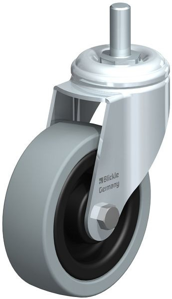 Blickle LKRA-VPA 101K-GS12 Apparate-Lenkrolle mit Gewindestift, Vollgummi, Grau, 304261