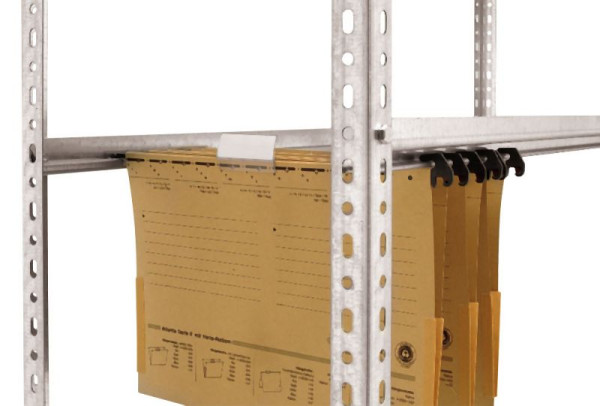 hofe Grundregal, zerlegt, 5 Ebenen einseitig, verzinkt, 2 Fachböden 1700 X 350 X 1000 mm, Einsatz von Mappen mit VL-Stecker, WZG173510HE