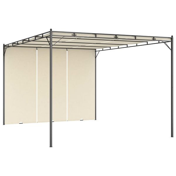 vidaXL Gartenpavillon mit Seitenvorhang 4x3x2,25 m Creme, 47994