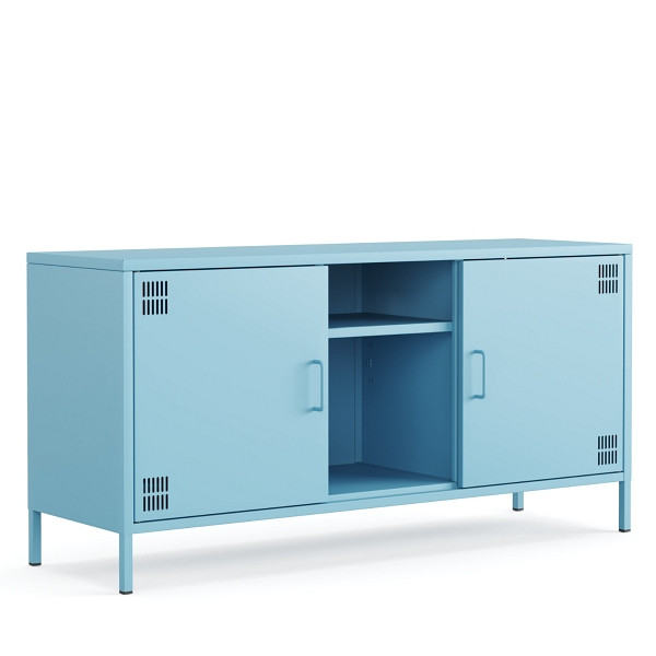 Mades Metall Möbel Pera3, TV-Schrank 3 Regale - 130,5 x 40 x 64,5 cm Blau, 152.68.10.102.03