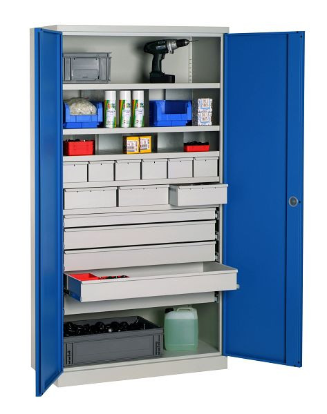 SOFAME ausgestatteter Werkstattschrank 1000x500x1950mm, 6 Schubladen+ 3 Schubladen+ 1 Schublade + 4 Schubladen + 5 Fachböden, Anthrazitgrau, W030090029GCGA