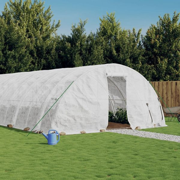 vidaXL Gewächshaus mit Stahlrahmen Weiß 30 m² 6x5x2,3 m, 3188095