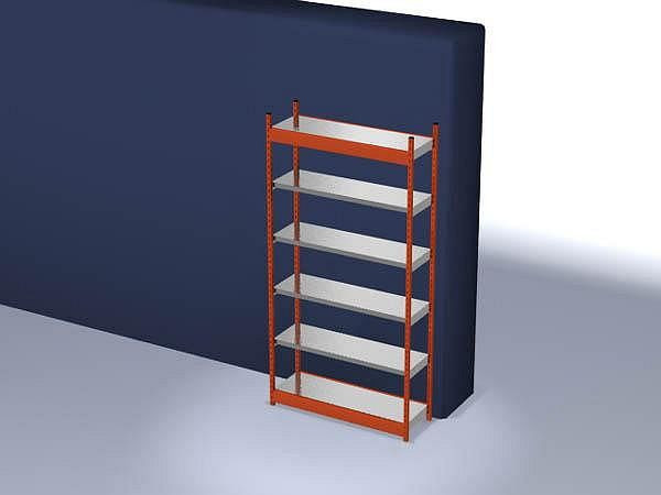 hofe Fachboden-Grundregal, 2500x400x1300 mm, 6 Fachebenen, verzinkt / RAL 2004, 200 kg Fachlast, 1800 kg Feldlast, einseitige Bedienung, ROG254013ME