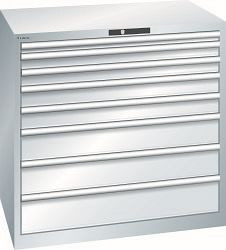 LISTA Schubladenschrank 54x36E (BxTxH) 1023x725x1000mm KEY Lock, Lichtgrau, 8 Schubladen, Traglast Schubladen 75-200 kg, 12.541.020