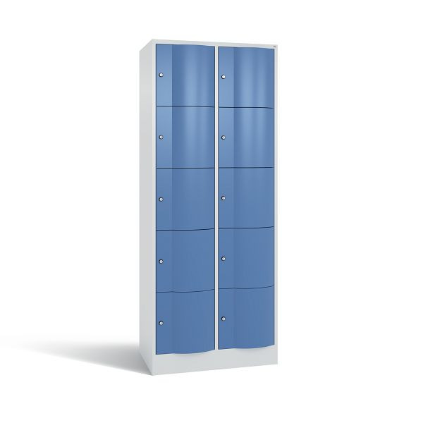 C+P Schließfachschrank Resisto, 10 Fächer, H1950xB772xT540 mm, Grau/Fernblau, 8570-272 S10447
