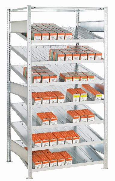 Schulte Anbauregal, Kanbanregal MULTIplus150, 2000 x 1000 x 800 mm, verzinkt, 7+1 Fachböden, ohne Trenn- und Seitenführungen, 13621