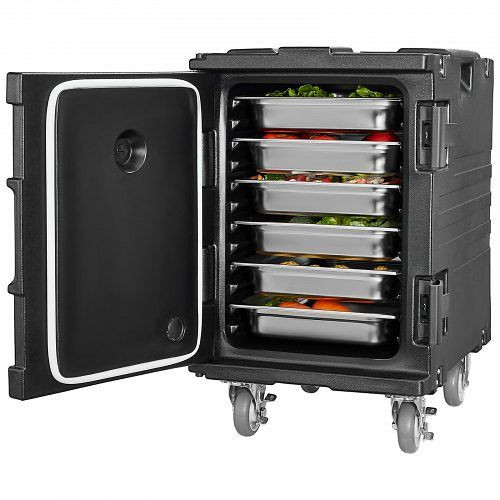 VEVOR Isolierter Warmhaltebox 90L, Speisenbehälter mit Schnalle, rollbar, Transportbox Restaurant Kantine schwarz, SPBWXHSLLDPEQBJV9V0