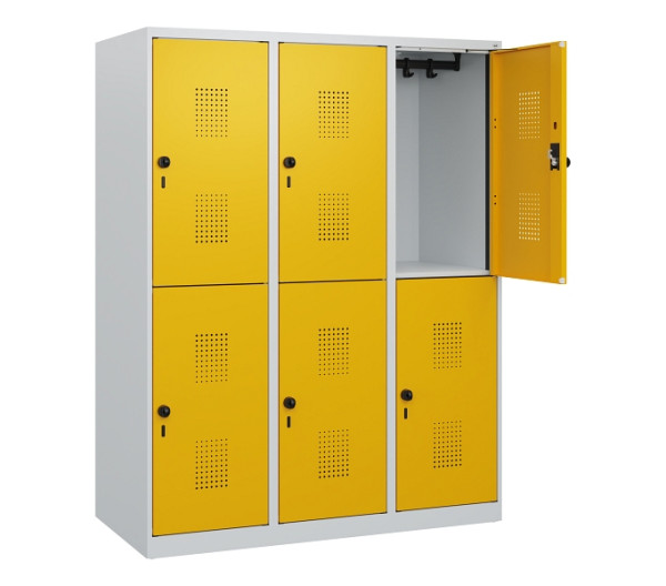 C+P Doppelstöckiger Spind Evolo PLUS, 6 Fächer, 1530x1200x500mm, 7035/1004, Drehriegel, 0493005-32 S10000