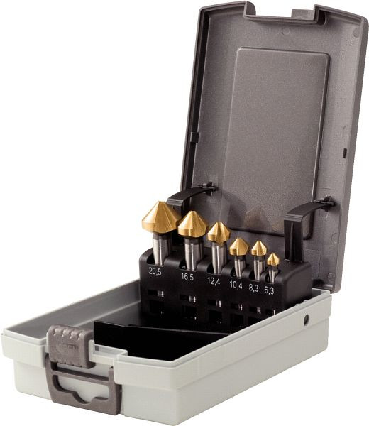 KS Tools HSS TiN Kegel-Entgratsenker-Satz, Kunststoffkassette 6-teilig, 336.0466