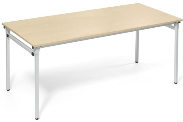 Deskin 4-Fuß-Klapptisch, Platte Ahorndekor, Gestell Alusilber RAL 9006, B 1800 x T 800 x H 720 mm, 284201