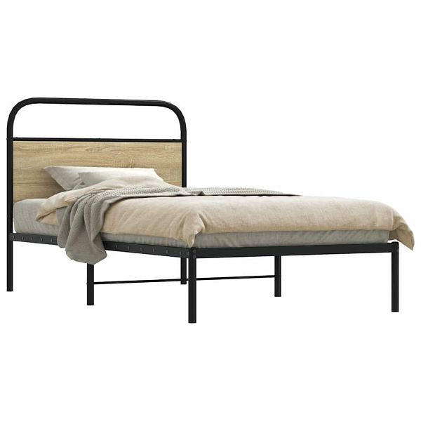 vidaXL Bettgestell ohne Matratze 100x200 cm Sonoma-Eiche Holzwerkstoff, 4100253