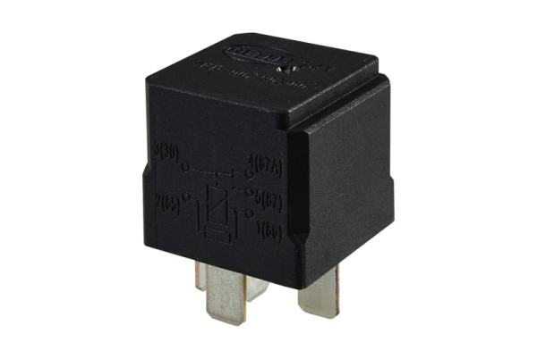 HELLA Relais, Arbeitsstrom - 24V - 5-polig - Schaltbild: W2 - Stecker: B1 - Öffner/Schließer/Wechsler - Farbe: schwarz - ohne Halter, 4RD 007 903-001
