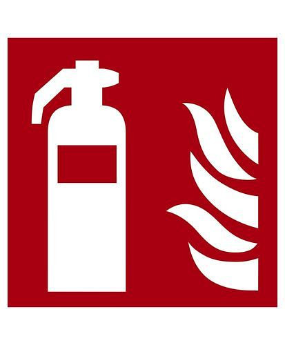 DENIOS Brandschutzschild "Feuerlöscher", ISO 7010, Kunststoff, LN, 300 x 300 mm, VE: 5 Stück, 285049