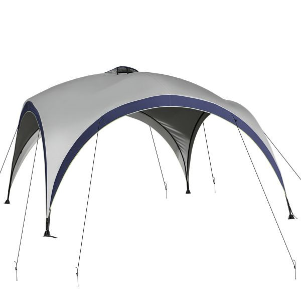 Outsunny Garten Pavillon Gartenzelt Festzelt Partyzelt Sonnenschutz wetterfest Metallstange + Polyester Cremeweiß + Blau 4 x 4 x 2,5 m, 84C-109