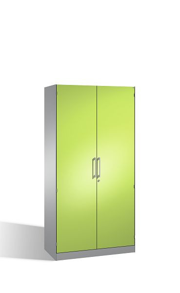 C+P Flügeltürenschrank Asisto, H1980xB1000xT435mm, Farbe: Weißaluminium / Viridingrün, Bügelgriff, 5 OH, 141002-000 S10036