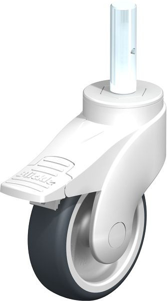Blickle LWK-TPA 101G-FI-ZA51 Kunststoff-Lenkrolle WAVE mit Zapfen & Feststeller, Thermoplastisches Gummi-Elastomer, Grau, 751874